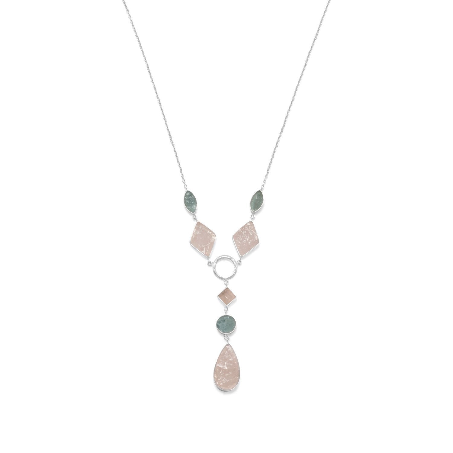 Aquamarine/rose quartz necklace