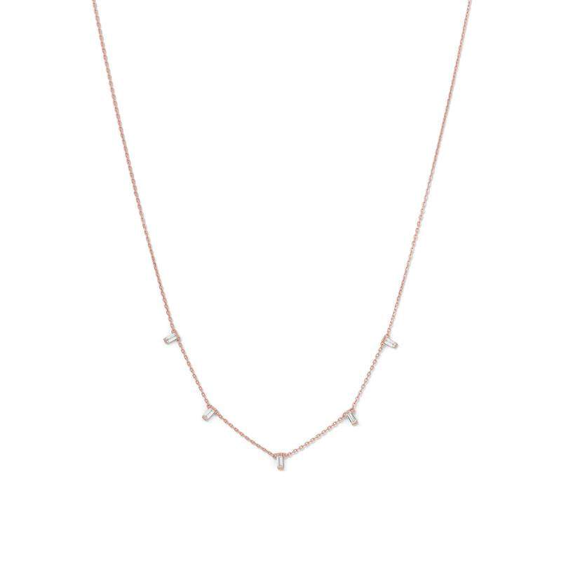 14KRGP/925 Cz baguette necklace