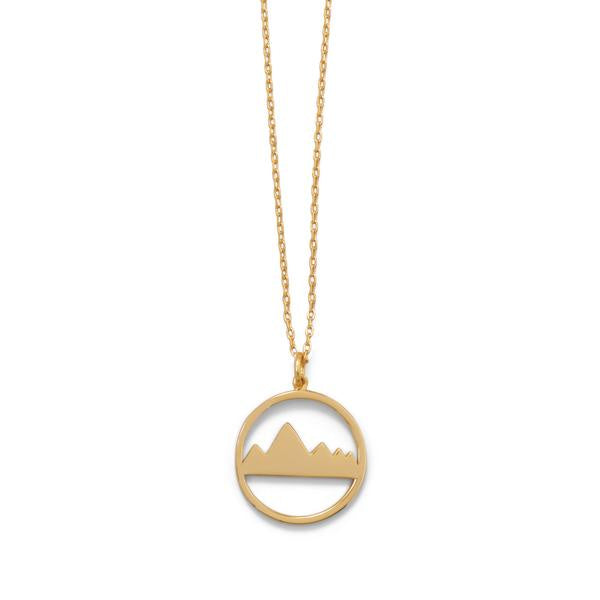 16" + 2" Gold Plated Mountain Range Necklace