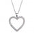 Sterling Silver 925 Rhodium Plated CZ Open Heart Necklace