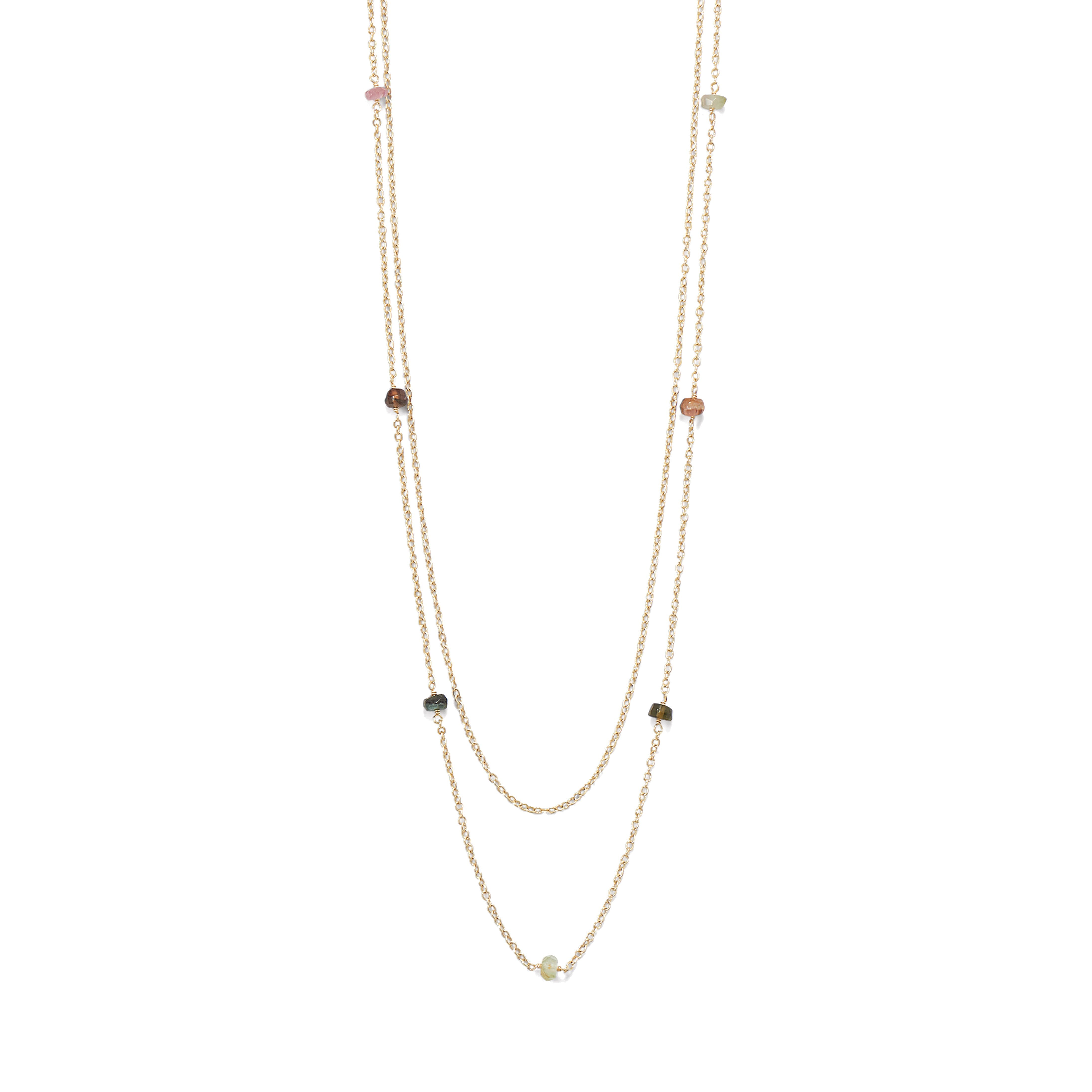 Two Strand 14 Karat Gold Plated Tourmaline Necklace