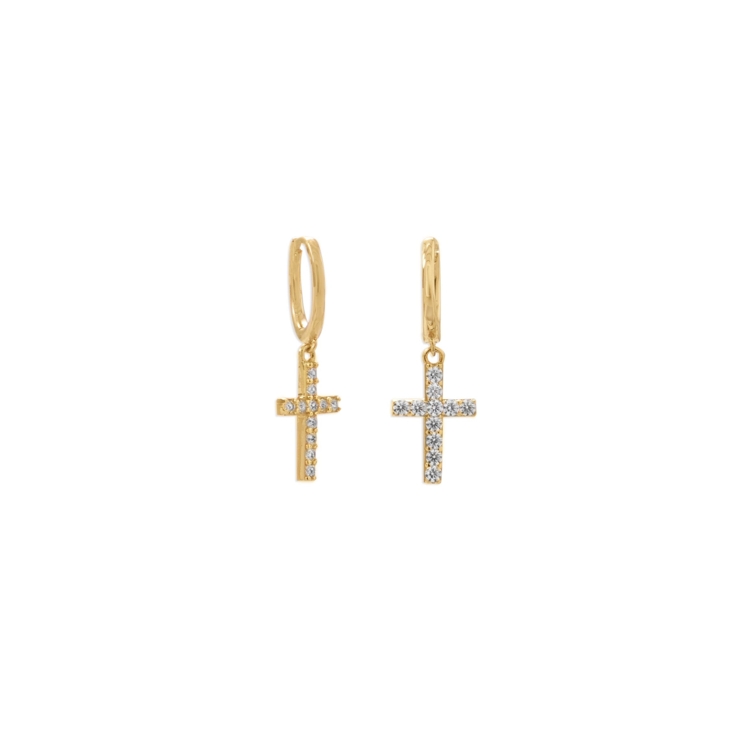 14gp/925 cz cross earrings