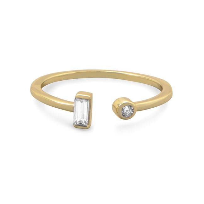 14kgp/925 cz rectangle/circle ring