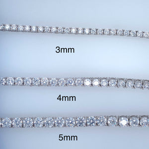 3mm Sterling Silver With Rhodium Plating Cz Tennis Chain