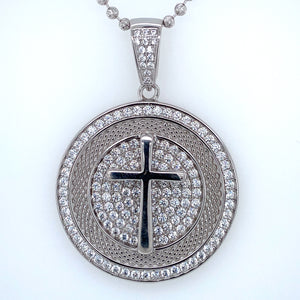 925 Cz Coin Style W/Cross