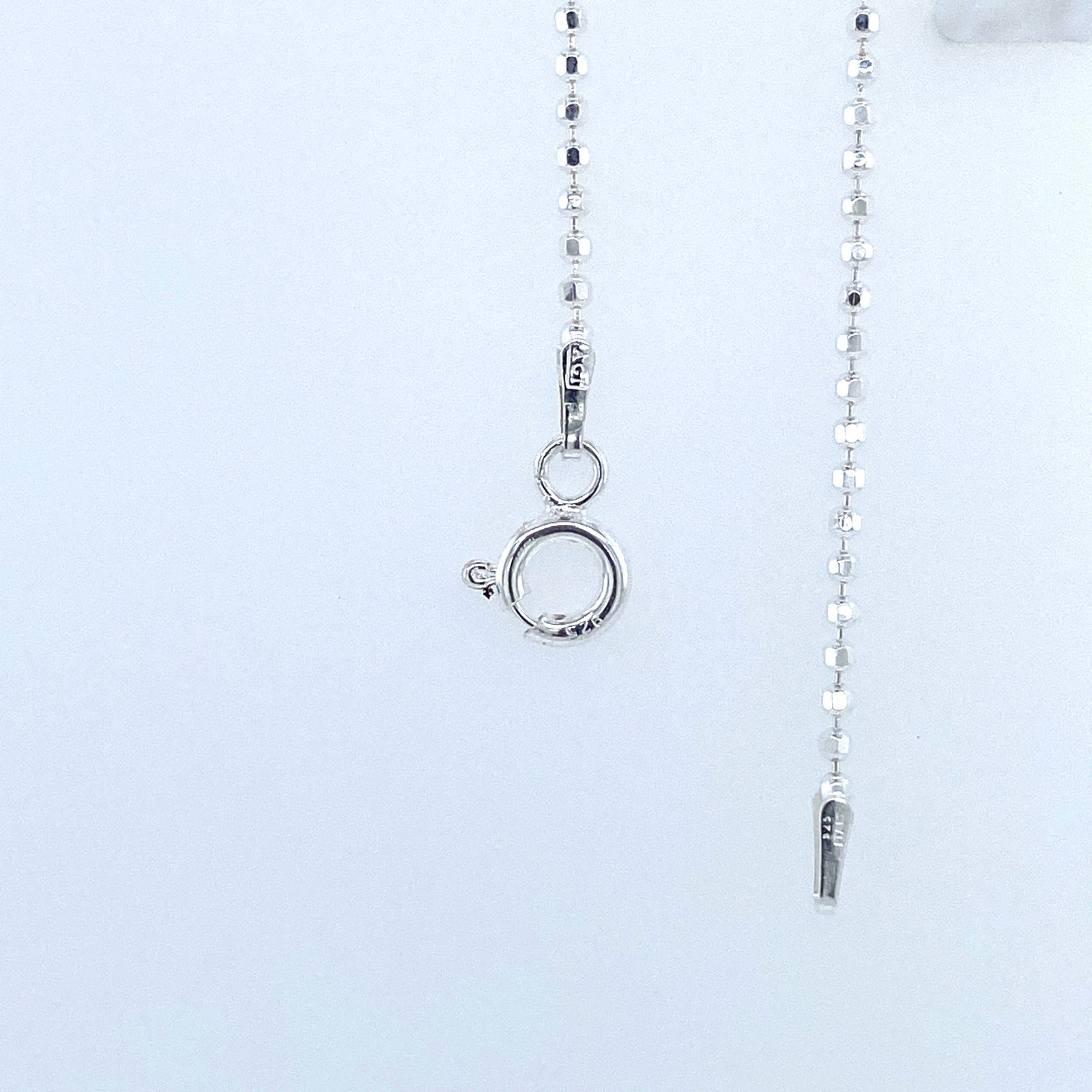 Sterling Silver Diamond Cut Beaded Chain With Rhodium