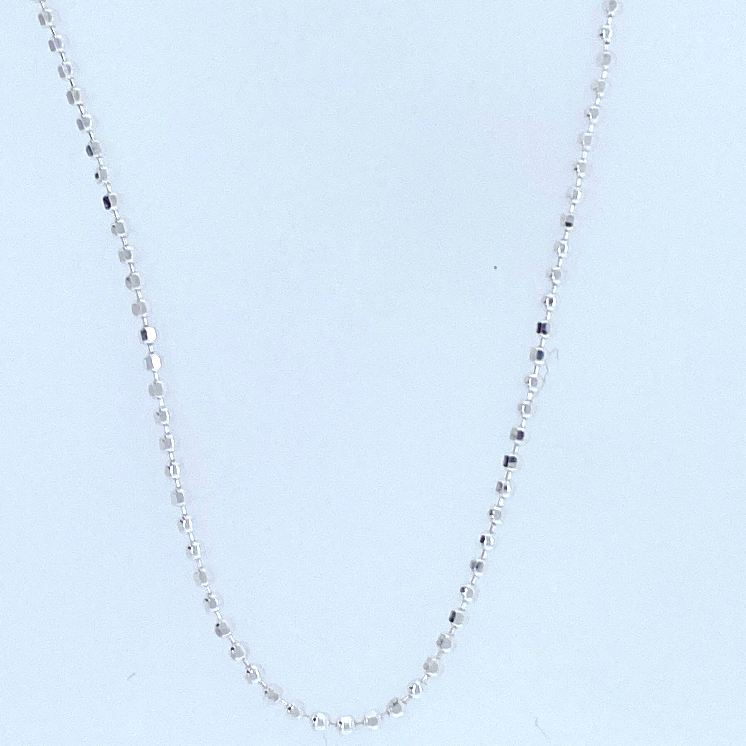 Sterling Silver Diamond Cut Beaded Chain With Rhodium