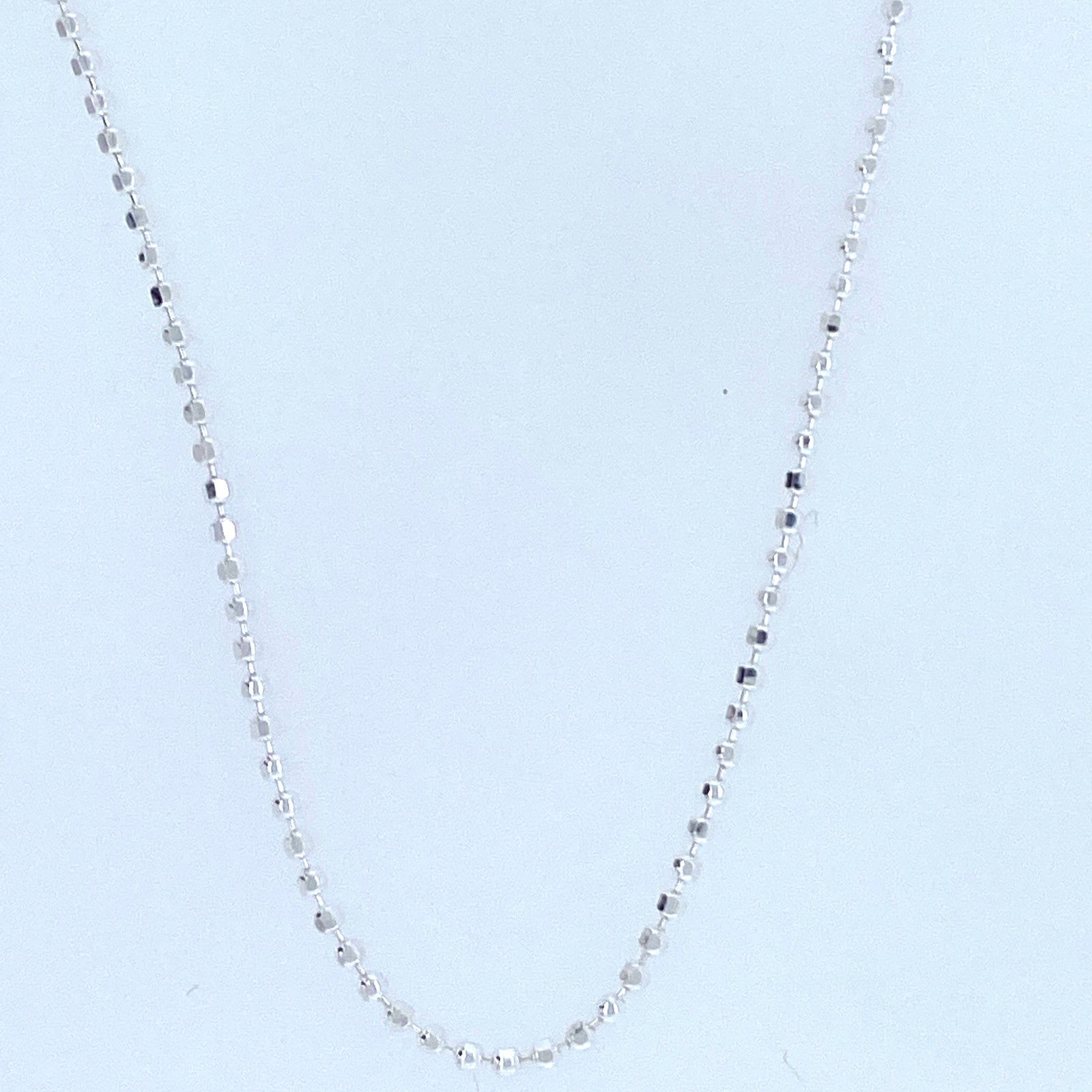Sterling Silver Diamond Cut Beaded Chain With Rhodium